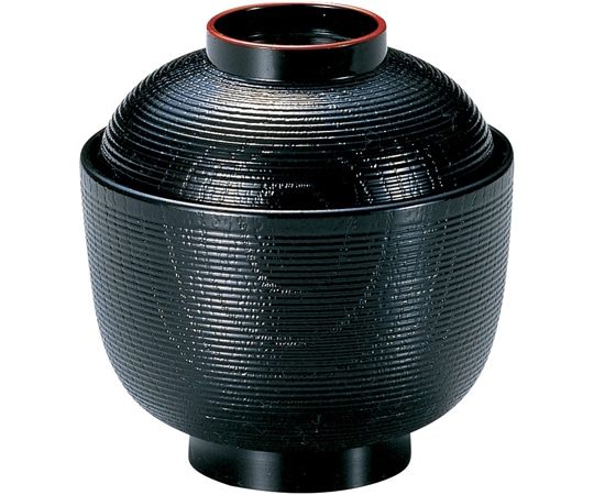 福井クラフト 3寸 千筋ケヤキ吸物椀(蓋親)黒天朱 32015580 1個（ご注文単位1個）【直送品】