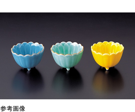 福井クラフト 陶)菊型三ッ足珍味(大)ヒスイ渕金 89670510 1個（ご注文単位1個）【直送品】