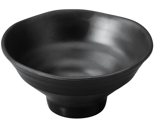 福井クラフト メラミン φ13.2 細高台羽反丸鉢 黒マット 75005650 1個（ご注文単位1個）【直送品】