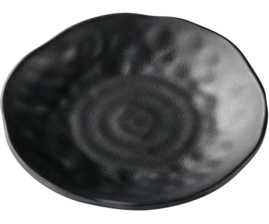 福井クラフト メラミン φ14.2 ひねり波渕丸皿 黒マット 51024520 1個（ご注文単位1個）【直送品】