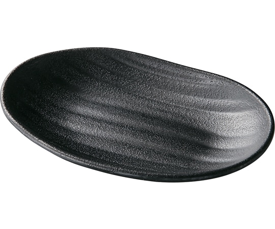 福井クラフト メラミン 18.2 ひねり小判内波筋皿 黒マット 51024670 1個（ご注文単位1個）【直送品】