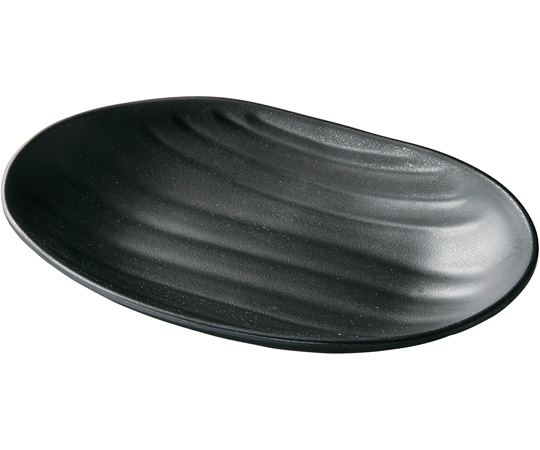 福井クラフト メラミン 23.0 ひねり小判内波筋皿 黒マット 51024690 1個（ご注文単位1個）【直送品】