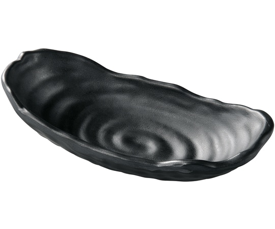 福井クラフト メラミン 19.6 三ツ足 ひねり舟型内段付鉢 黒マット 51024830 1個（ご注文単位1個）【直送品】