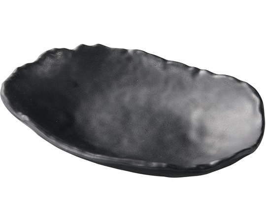 福井クラフト メラミン 22.0 ひねり小判渕上皿 黒マット 51024790 1個（ご注文単位1個）【直送品】