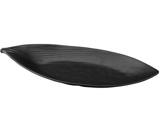 福井クラフト メラミン 36.7 リーフゆず柄長目皿 黒マット 75005790 1個（ご注文単位1個）【直送品】
