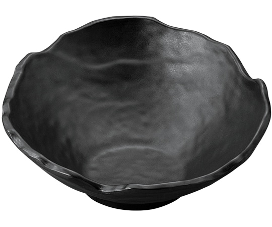 福井クラフト メラミン 27.5cm 手びねり斜ちぎり丸鉢 黒マット 75006310 1個（ご注文単位1個）【直送品】