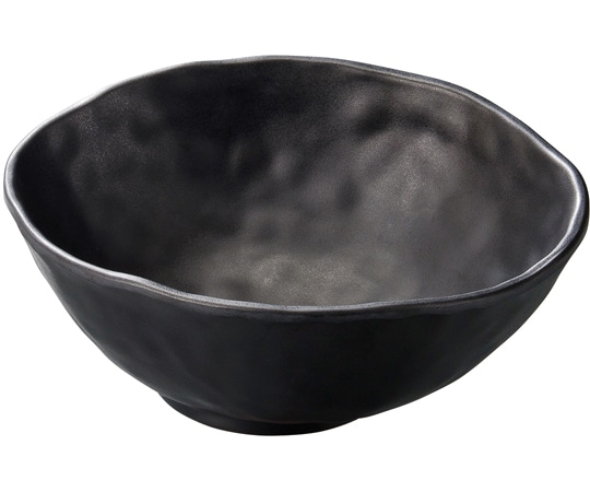 福井クラフト メラミン 24cm 手びねり楕円鉢 黒マット 51022580 1個（ご注文単位1個）【直送品】