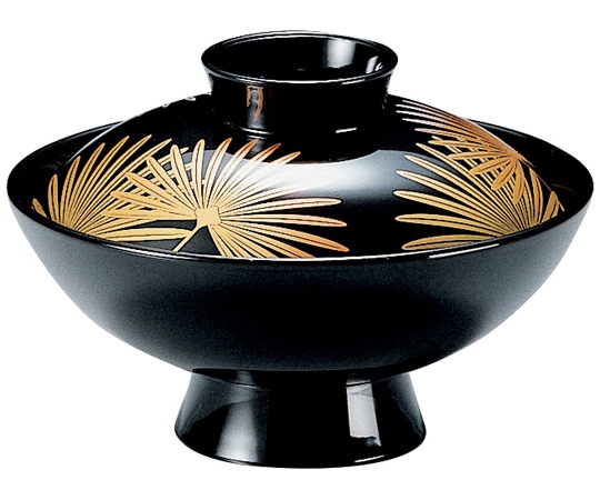 福井クラフト 耐熱4寸 小槌吸物椀 黒/ソテツ 内黒 32601580 1個（ご注文単位1個）【直送品】