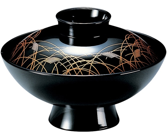 福井クラフト 耐熱4寸 小槌吸物椀 黒/ススキ 内黒 32601510 1個（ご注文単位1個）【直送品】