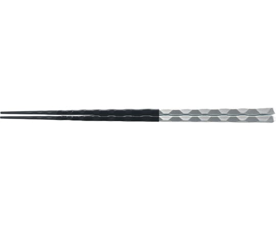 福井クラフト PBT23.5cm 細身亀甲一刀彫箸 黒/銀 90023076 1個（ご注文単位1個）【直送品】