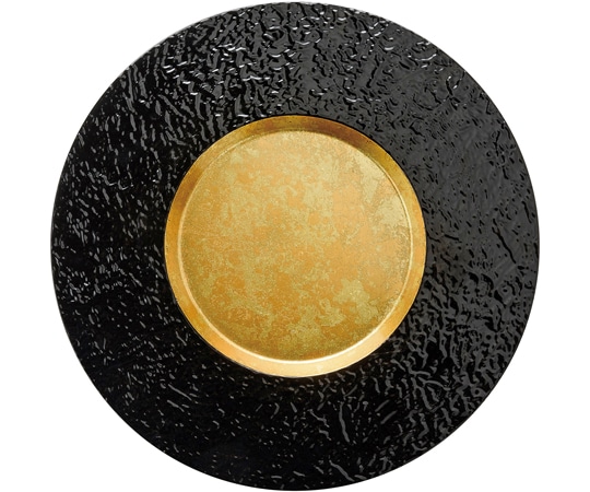 福井クラフト 耐熱28cm ムーンプレート 二色金箔/リム黒/裏黒塗 75020450 1個（ご注文単位1個）【直送品】
