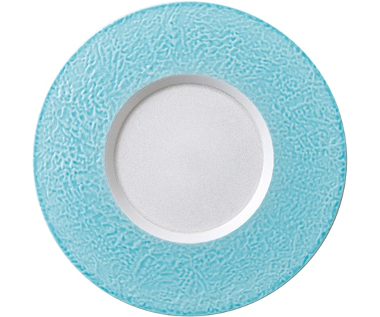 福井クラフト 耐熱28cm ムーンプレート 内パール/リムブルー/裏白塗 75020390 1個（ご注文単位1個）【直送品】