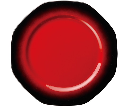 福井クラフト 18cm 八角プレート 朱黒ぼかしSH塗 74011245 1個(ご注文単位1個)【直送品】