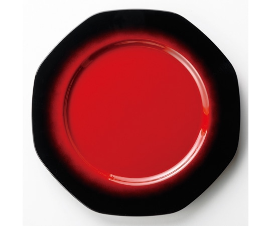 福井クラフト 31cm 八角プレート 朱黒ぼかしSH塗 74011170 1個(ご注文単位1個)【直送品】