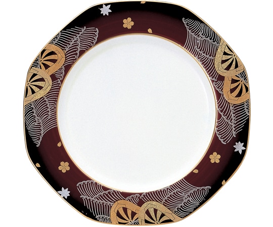 福井クラフト 31cm 八角プレート ブラウン源氏御所 51405810 1個（ご注文単位1個）【直送品】