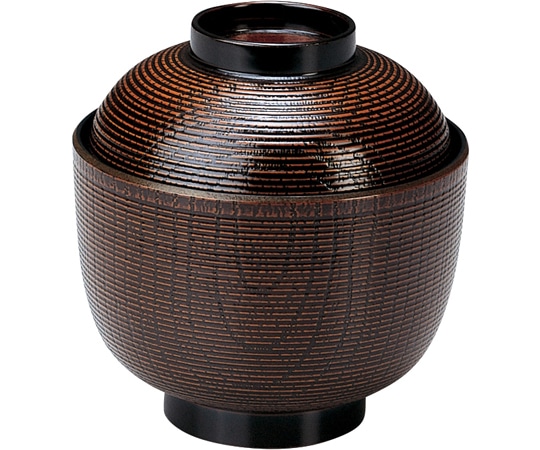 福井クラフト 3寸 千筋ケヤキ吸物椀(蓋親)栃 12023260 1個（ご注文単位1個）【直送品】