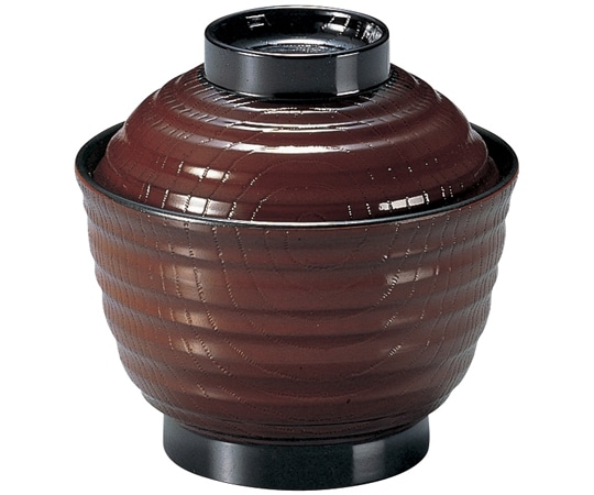 福井クラフト 3.5寸 乱引木目小吸椀(蓋親)溜 33100140 1個（ご注文単位1個）【直送品】