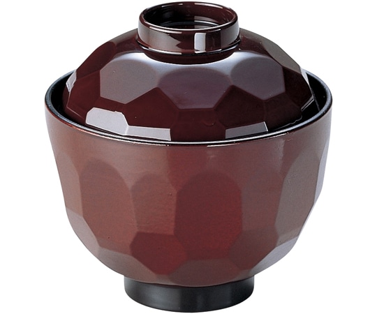 福井クラフト 無地亀甲小吸椀(蓋親)溜内朱 35000010 1個（ご注文単位1個）【直送品】