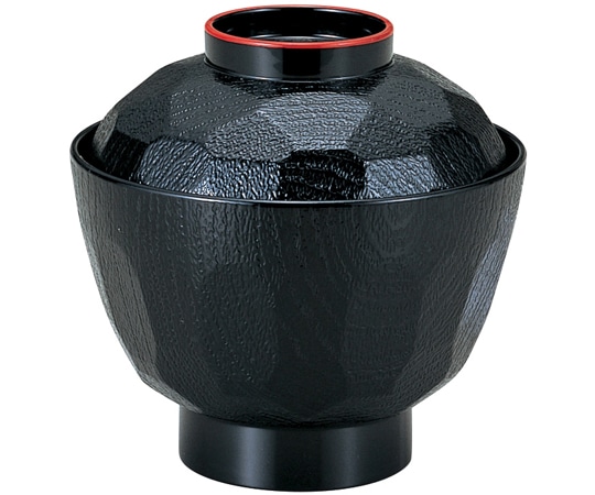 福井クラフト 積楽亀甲椀 黒天朱(蓋.親) 12017050 1個（ご注文単位1個）【直送品】