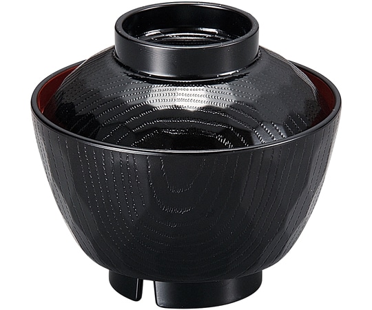 福井クラフト 耐熱ピース亀甲椀(小)(蓋親)黒内朱天黒 30004170 1個（ご注文単位1個）【直送品】