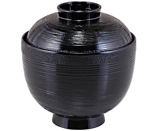 福井クラフト TA布目乱筋小吸椀(蓋親)黒内朱 31001570 1個（ご注文単位1個）【直送品】