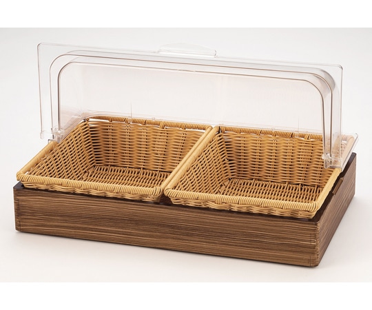 福井クラフト PP長バスケット 1/2 深I2個+カバー+枠1/1チーク 50024030 1個（ご注文単位1個）【直送品】