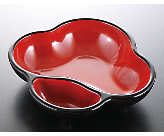 福井クラフト 耐熱タレ付三階松小鉢 黒内朱天黒 22010470 1個（ご注文単位1個）【直送品】