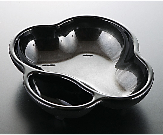 福井クラフト 耐熱三階松タレ付小鉢 黒銀カスミ裏黒 22010620 1個（ご注文単位1個）【直送品】