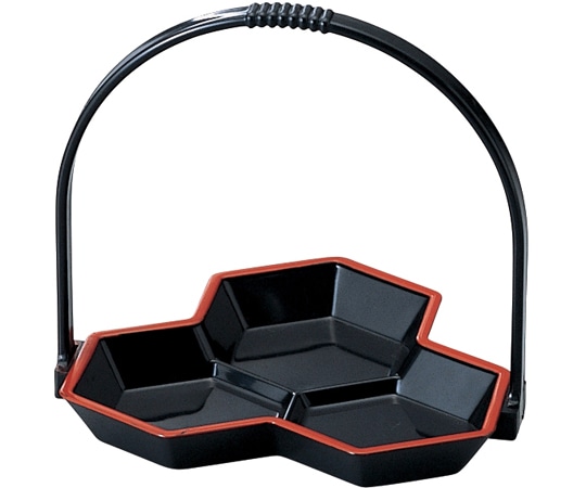 福井クラフト 亀甲手提げ珍味盛器(黒)天朱 93105890 1個（ご注文単位1個）【直送品】