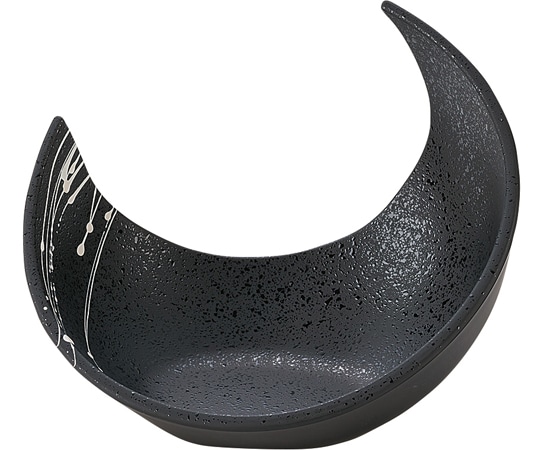 福井クラフト 三日月盛器 黒タタキ白乱糸 50023945 1個（ご注文単位1個）【直送品】