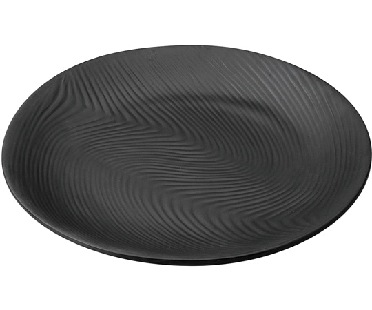 福井クラフト メラミン φ22.8波筋目丸皿 黒マット 75005760 1個（ご注文単位1個）【直送品】