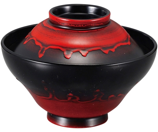 福井クラフト 耐熱4寸 富士型かすみ椀 赤富士 内黒 80516781 1個（ご注文単位1個）【直送品】