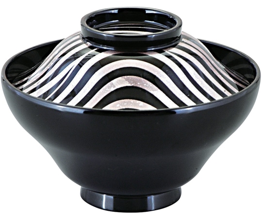 福井クラフト 耐熱4寸 富士型かすみ椀 銀流水 内黒 31005180 1個（ご注文単位1個）【直送品】