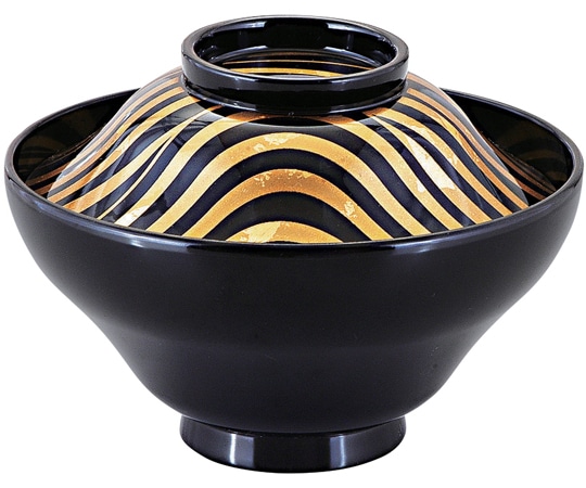 福井クラフト 耐熱4寸 富士型かすみ椀 金流水 内黒 31005190 1個（ご注文単位1個）【直送品】