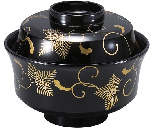 福井クラフト 耐熱新4寸 黒/松唐草 内黒 33023750 1個（ご注文単位1個）【直送品】