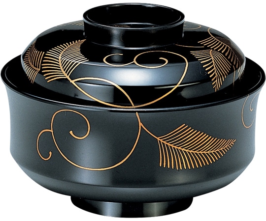 福井クラフト 耐熱4.5寸 天竜寺椀 黒/松唐草 内黒 33500750 1個（ご注文単位1個）【直送品】