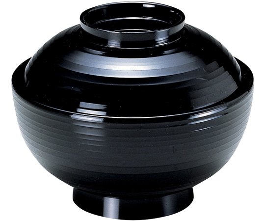 福井クラフト 耐熱4.5寸 乱引雑煮椀(蓋親)総黒 33500520 1個（ご注文単位1個）【直送品】