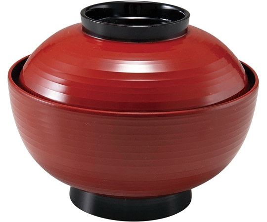 福井クラフト 耐熱4.5寸 乱引雑煮椀(蓋親)朱ツバ黒 内黒 33710880 1個（ご注文単位1個）【直送品】