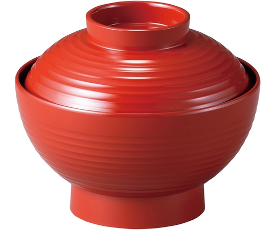 福井クラフト 平筋雑煮椀 朱無地 内黒 30048330 1個（ご注文単位1個）【直送品】