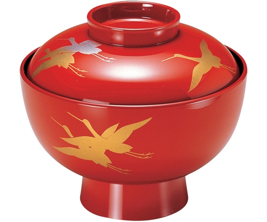 福井クラフト TA4.2寸 雑煮椀 朱内黒飛鶴 33500500 1個（ご注文単位1個）【直送品】