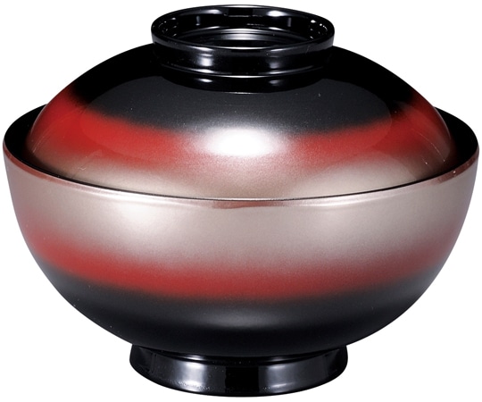 福井クラフト 耐熱4.5寸 仙才雑煮椀 朱銀ぼかし 内黒 31006820 1個（ご注文単位1個）【直送品】