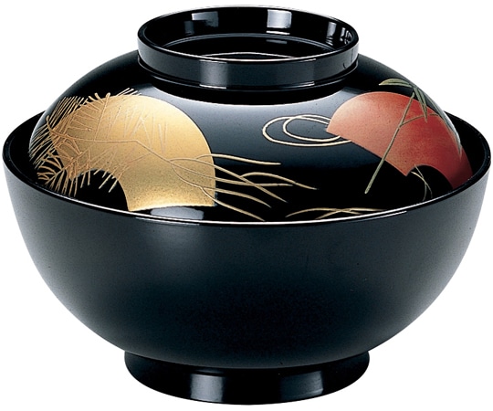 福井クラフト 正4.5寸 雑煮椀 黒扇面 36501360 1個（ご注文単位1個）【直送品】