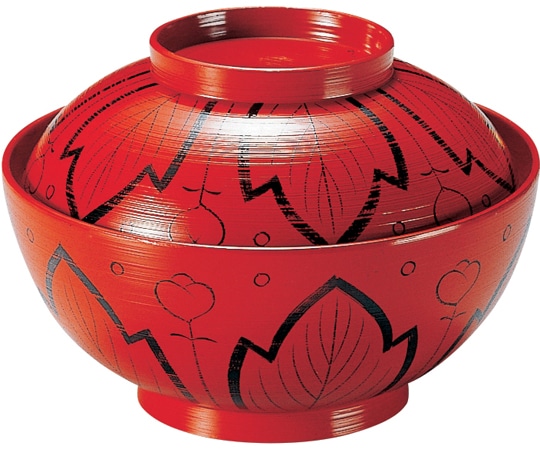 福井クラフト 正4.5寸 雑煮椀 朱刷毛目吉野 内朱(手描き) 32601730 1個（ご注文単位1個）【直送品】