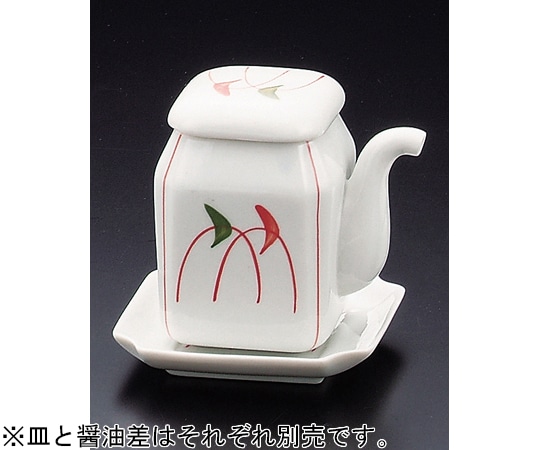 福井クラフト 陶)角醤油差赤絵露草 80501640 1個（ご注文単位1個）【直送品】