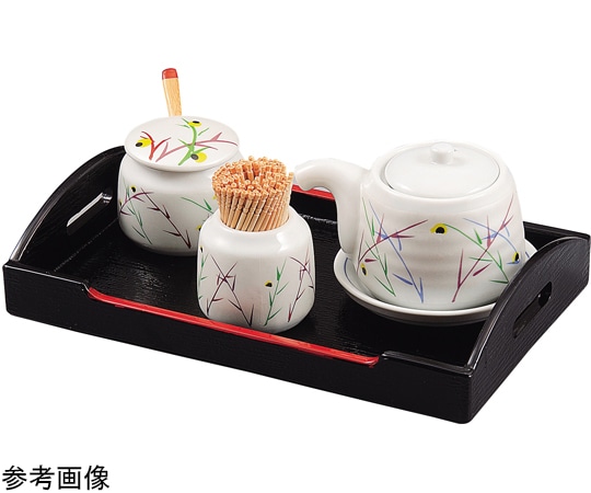 福井クラフト 運び型カスター盆(大)黒天朱 15158800 1個（ご注文単位1個）【直送品】