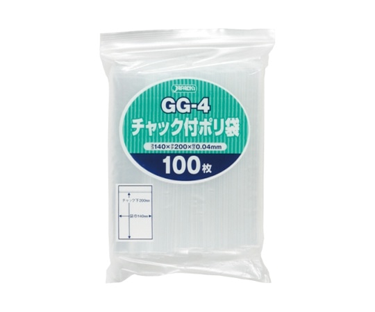 ジャパックス チャック袋付ポリ袋 100枚 LDPE 透明 0.04mm GG-4 1ケース(ご注文単位1ケース)【直送品】