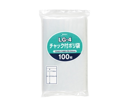 ジャパックス チャック袋付ポリ袋 100枚 LDPE 透明 0.04mm LG-4 1ケース(ご注文単位1ケース)【直送品】