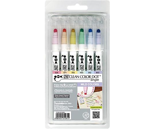 呉竹 クリーンカラードットシングル マイルドカラーセット 1セット(6色入) TCSD-6100/6V 1セット(ご注文単位1セット)【直送品】