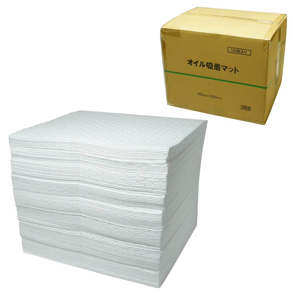 小野商事 オイル吸着マット 4×400×500mm 100枚入 WS6040 1箱(ご注文単位1箱)【直送品】