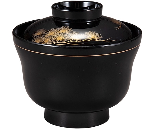 福井クラフト 耐熱3.5寸 かすみ椀 黒/松 金紐内黒 30044860 1個（ご注文単位1個）【直送品】